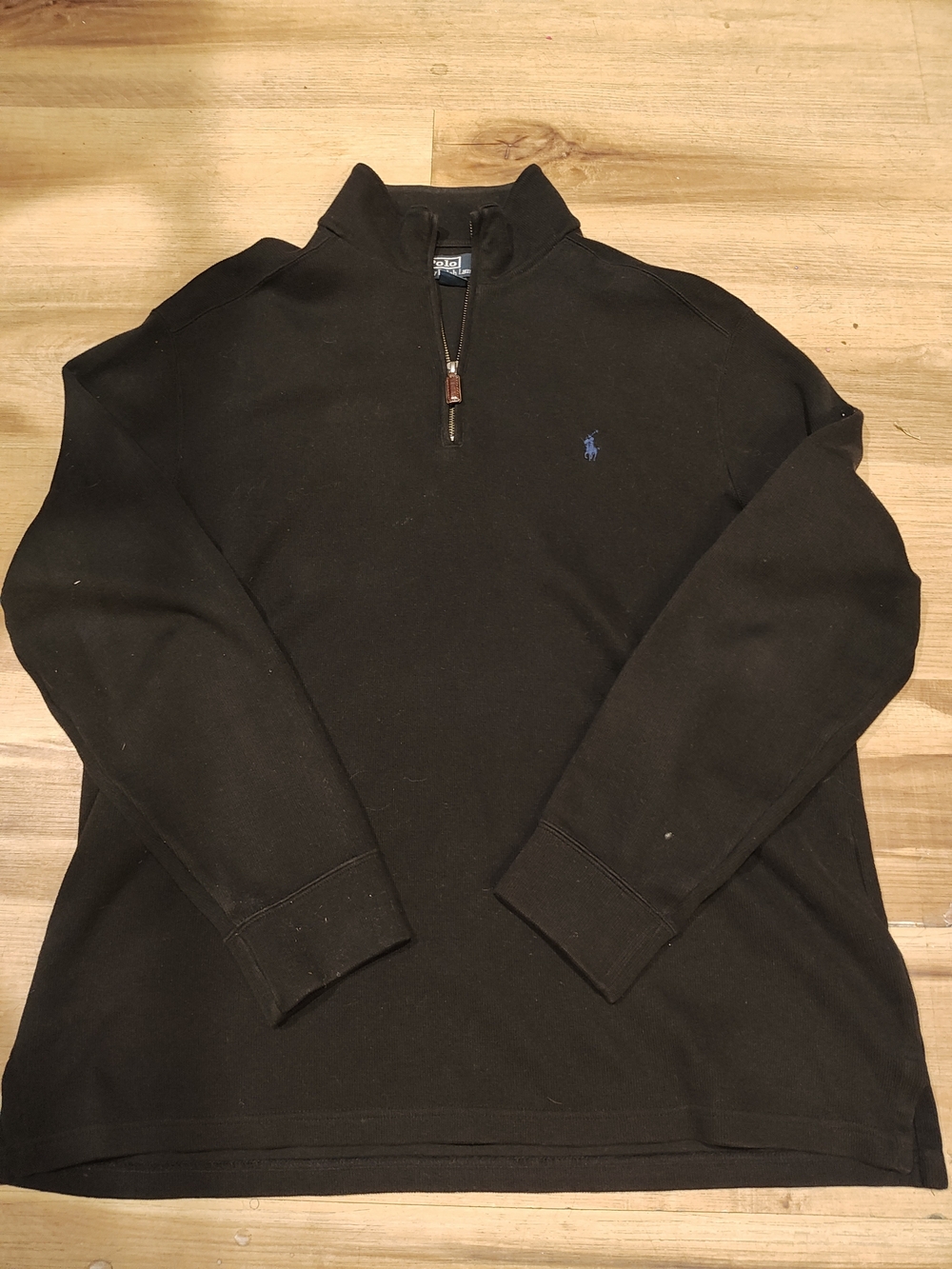 Polo by Ralph Lauren Black Half-Zip Sweater with Blue Pony size L